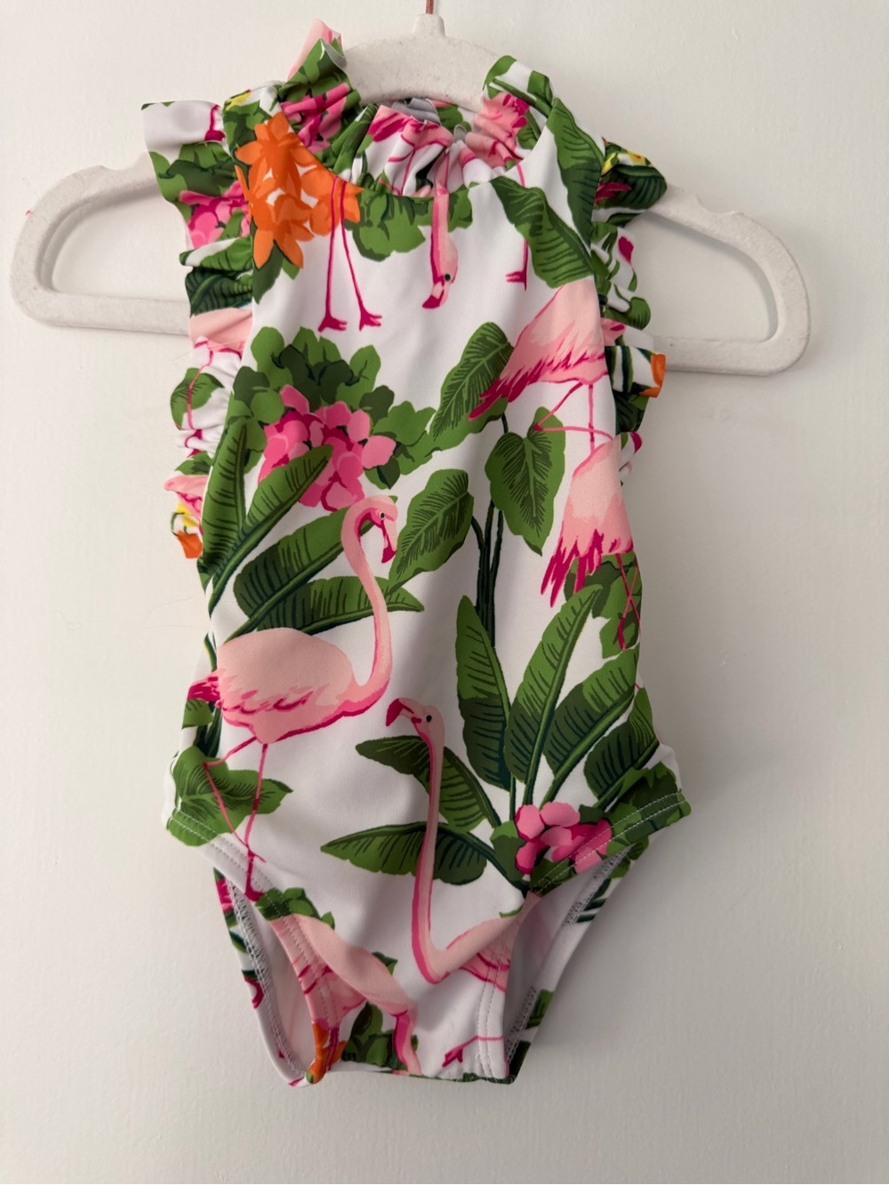 Janie and Jack Pink Flamingo Tropical One-Piece Swimsuit size 6-12m